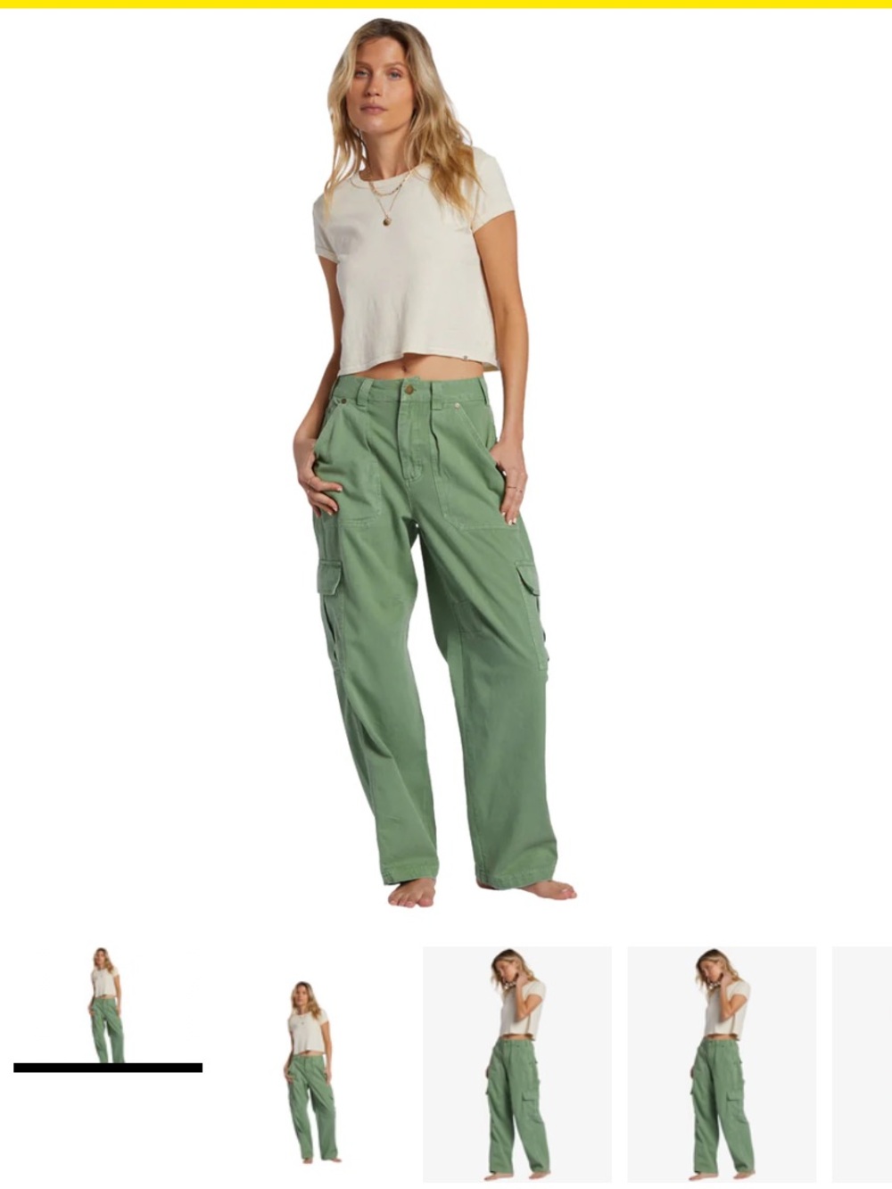 Billabong Olive Green Wide Leg Cargo Pants